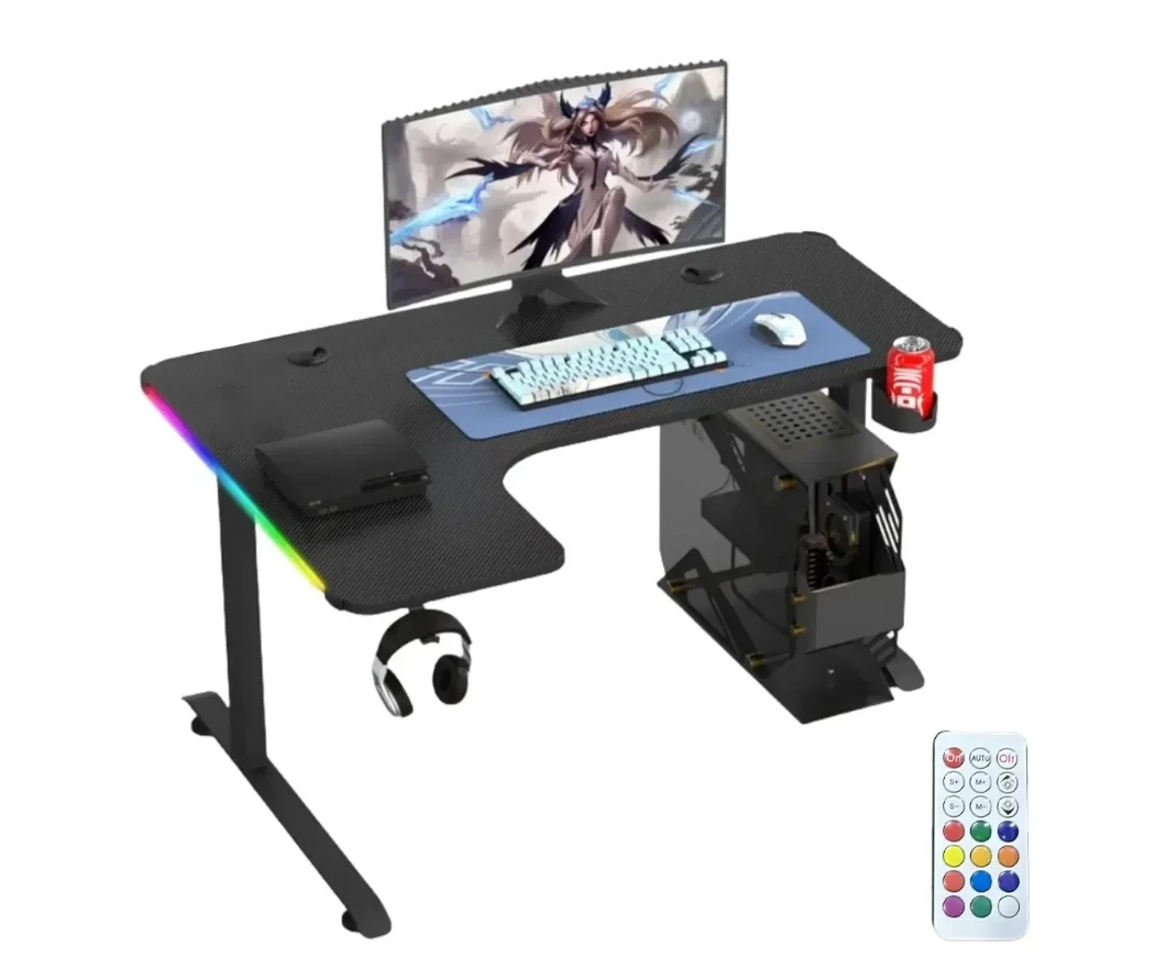 L-shaped gaming table for corner of the room with lighting