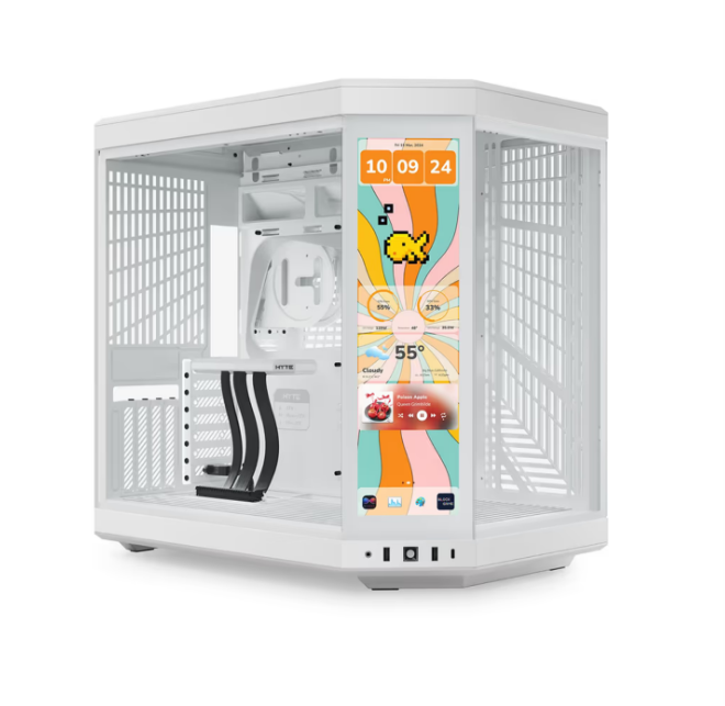 HYTE Y70 TOUCH INFINITE - 14.5 Inch Touchscreen Mid Tower Two Panel Front & Left Side Tempered Glass Case without Fan