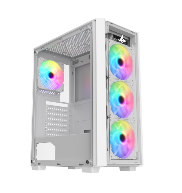 Sharx Striker Mid Tower Two Panel Front & Left Side Tempered Glass Case with 4 RGB Fans