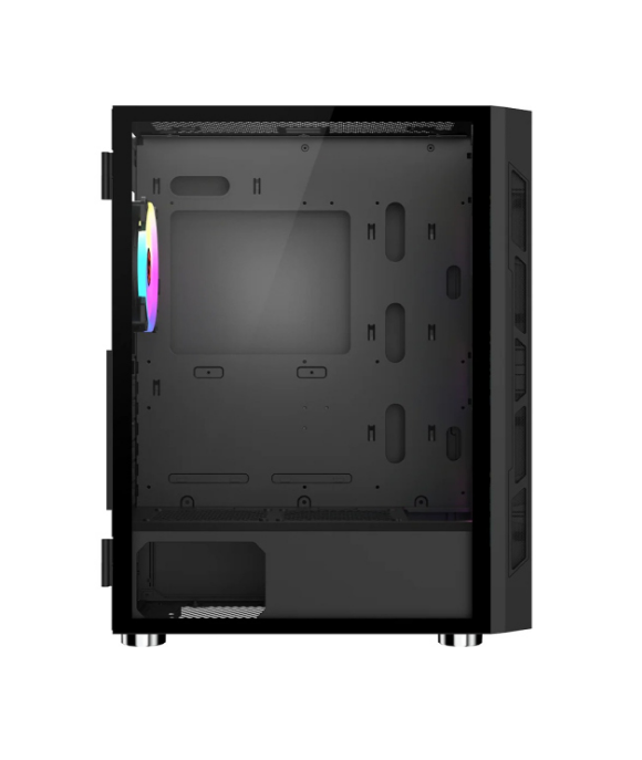 GameOn Trident Series Mid Tower Two Panel Front & Left Side Tempered Glass Case With 4 RGB Fans - Black