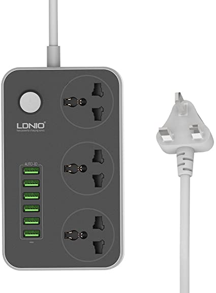 LDNIO SC3604 Power Strip with 3 AC Sockets + 6 USB Ports Charger