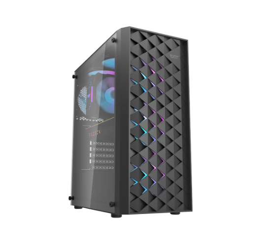 DarkFlash DK351 E-ATX Stylish Front Panel Tempered Glass Side Panel Case With 4 RGB Fanss