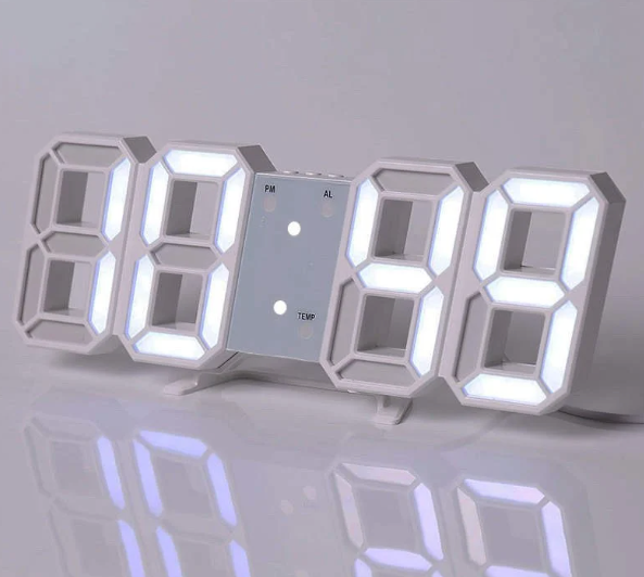 ساعة رقمية بإنارة LED ثلاثية الأبعاد