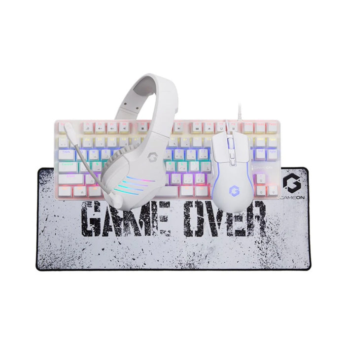 Gameon Viper XA All-In-One Bundle Wired Gaming Keyboard, Headset, Mouse &amp; Mousepad – White 