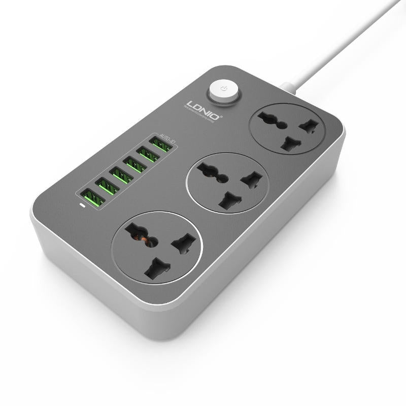 LDNIO SC3604 Power Strip with 3 AC Sockets + 6 USB Ports Charger